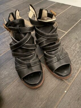 Freebird by Steven Black Multi-Strap Open-Toe Heels